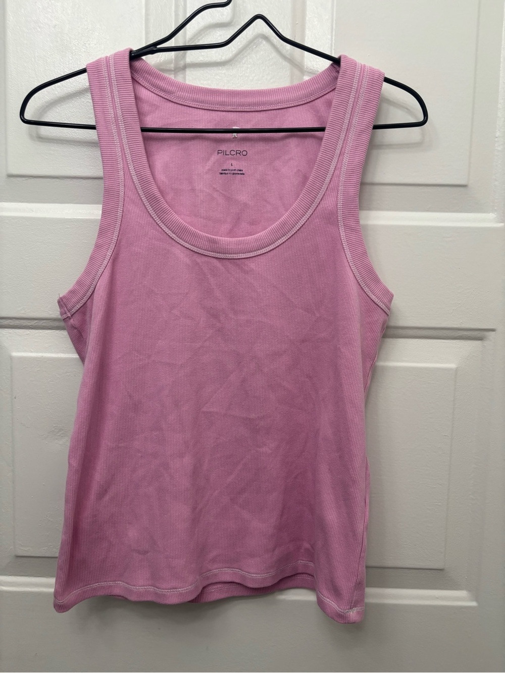 Pilcro Dusty Pink Ribbed Scoop Tank